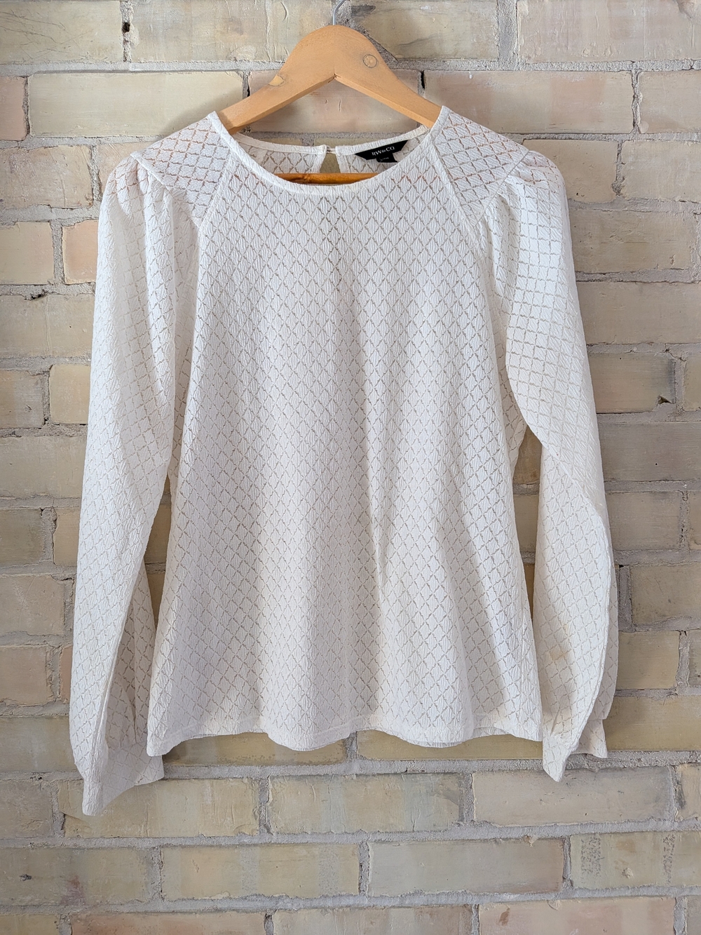 2 For $40 RW&CO. White Eyelet Long-Sleeve Top